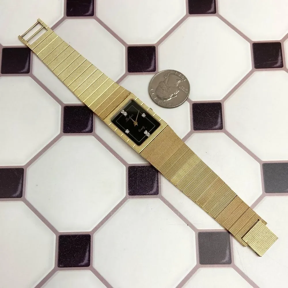 Vintage Belair Diamond Accented Black Dial Men’s Unisex Dress Watch